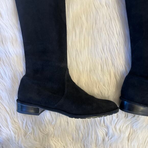 Stuart Weitzman Lowland Over The Knee Boots Thigh High Suede Block Heel Flat - Picture 7 of 15